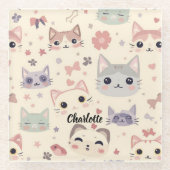 Dessous-de-verre En Verre Cute Chat simple chaton Motif (Devant)