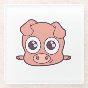 Dessous-de-verre En Verre Cute clipart de porc