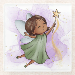 Dessous-de-verre En Verre Cute Green Fairy Holding Star Wand
