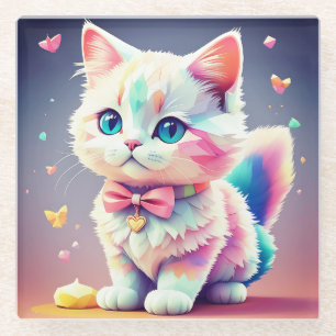 Dessous-de-verre En Verre Cute Kitten Coloré