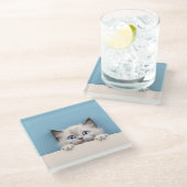 Dessous-de-verre En Verre Cute Kitten Peeking Ragdoll Chat (Incliné)