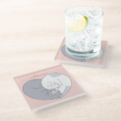 Dessous-de-verre En Verre Cute Love Cats (Incliné)