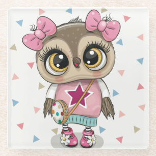 Dessous-de-verre En Verre Cute Owl