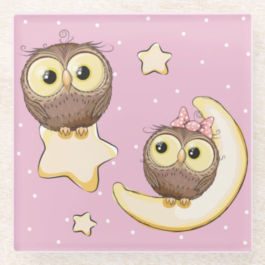 Dessous-de-verre En Verre Cute Owl (Devant)