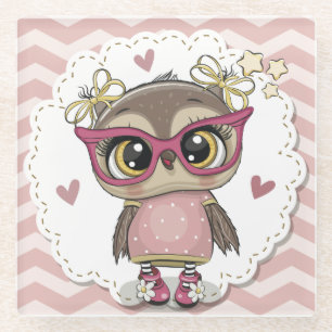 Dessous-de-verre En Verre Cute Owl