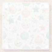 Dessous-de-verre En Verre Cute Pastel Christmas Pattern Ornaments and Stars (Dos)