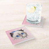Dessous-de-verre En Verre Cute Peeking Ragdoll Chat (Incliné)