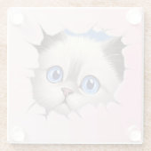 Dessous-de-verre En Verre Cute Peeking Ragdoll Chat (Dos)
