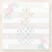 Dessous-de-verre En Verre Cute Pineapple or rayé design (Dos)