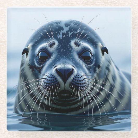 Dessous-de-verre En Verre Cute Seal Close up (Devant)