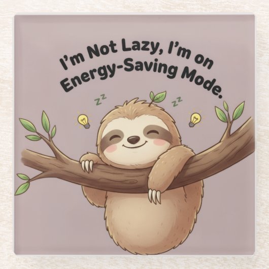 Dessous-de-verre En Verre Cute Sloth "Energy-Saving Mode" (Devant)