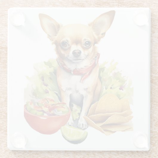 Dessous-de-verre En Verre Cute Taco Chihuahua Pop Art  (Dos)