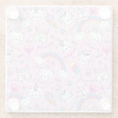 Dessous-de-verre En Verre Cute Unicorn Chats (Dos)
