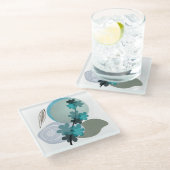 Dessous-de-verre En Verre Cyan Boho (Incliné)