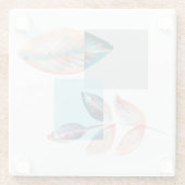 Dessous-de-verre En Verre Cyan Red Leaf (Dos)