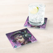 Dessous-de-verre En Verre Cyborg Femme Science-Fiction (Incliné)