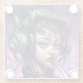 Dessous-de-verre En Verre Cyborg Femme Science-Fiction (Dos)