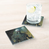 Dessous-de-verre En Verre Cyborg Skeleton Futuriste Science-Fiction (Incliné)