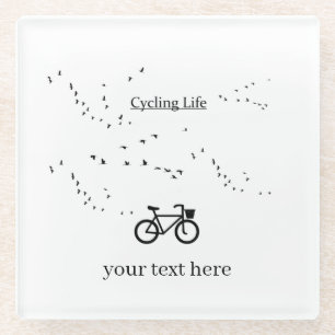Dessous-de-verre En Verre Cycling Life, gratuit comme un oiseau personnalisa