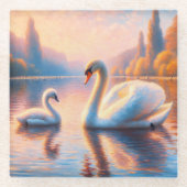 Dessous-de-verre En Verre Cygnet et cygne (Devant)