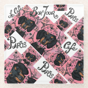 DESSOUS-DE-VERRE EN VERRE DACHSHUND