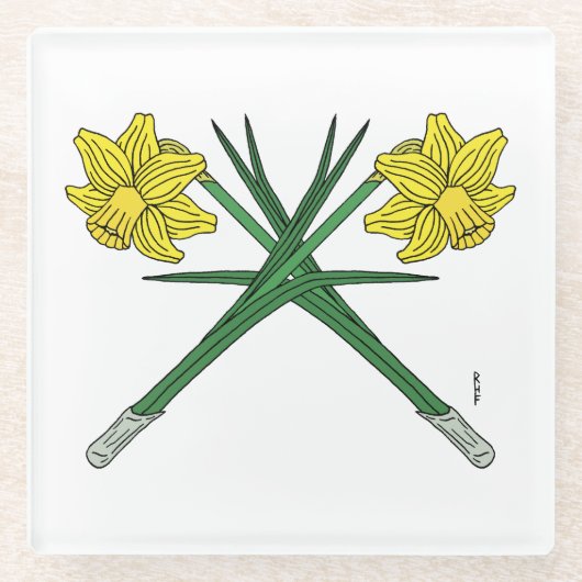 Dessous-de-verre En Verre Daffodils traversés (Devant)