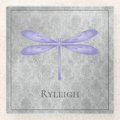 Dessous-de-verre En Verre Damas de libellule violette (Devant)