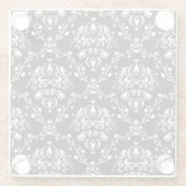 Dessous-de-verre En Verre Damas noir et blanc (Dos)