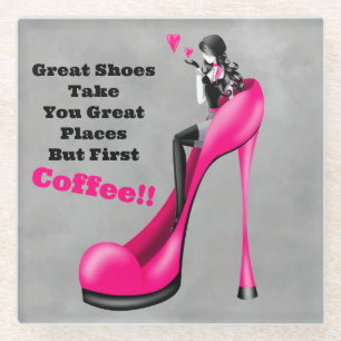 Dessous-de-verre En Verre Dame à la mode à Stiletto