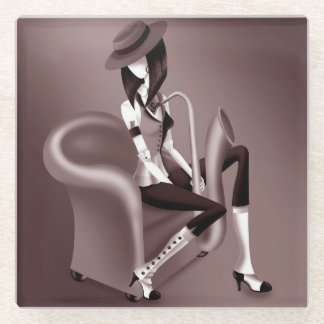 Dessous-de-verre En Verre Dame Saxophoniste - Dessous de Verre Inspiré du Ja