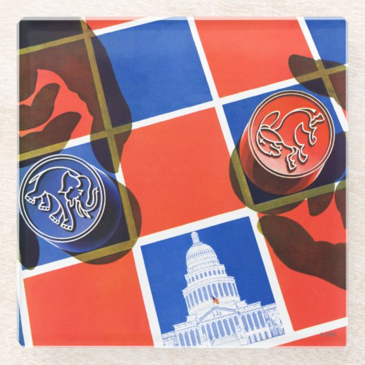 Dessous-de-verre En Verre Damier d'élection (Devant)