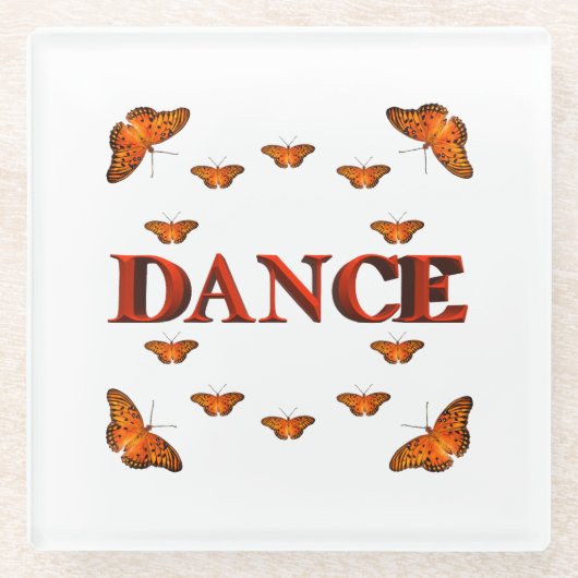 Dessous-de-verre En Verre Danse avec des papillons design (Devant)