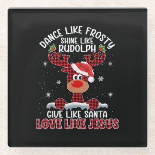 Dessous-de-verre En Verre Danse de Noël Comme Frosty Shine Comme Rudolph Ai