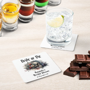 Dessous-de-verre En Verre Dark Moody Gothic Bride ou Die Fête des mariées