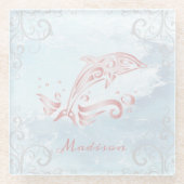 Dessous-de-verre En Verre Dauphin rose Dessous de verre en verre personnalis (Devant)