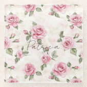 Dessous-de-verre En Verre De jolies roses roses (Devant)