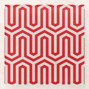 Dessous-de-verre En Verre Déco motif égyptien - rouge et gris