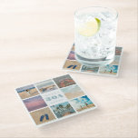 Dessous-de-verre En Verre Décor de la maison de plage de huit photos<br><div class="desc">Huit photographies carrés de vos scènes de plage locales favorites brillent sur ces capots de boisson personnalisés et entourent le texte personnalisé pour mettre en évidence le nom personnalisé de votre location de vacances sur la plage, ainsi qu'une adresse, un emplacement général ou le nom des propriétaires. Ajoutez à l'expérience...</div>