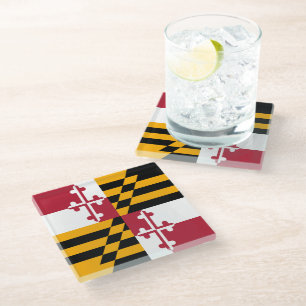 Dessous-de-verre En Verre Décor de style de drapeau d'état du Maryland