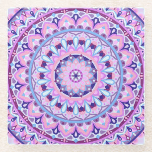 Dessous-de-verre En Verre Décor de table mandala violet boho motif géométriq