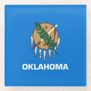 Dessous-de-verre En Verre Décor design du drapeau de l'État de l'Oklahoma