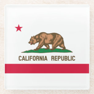 Dessous-de-verre En Verre Décor design du drapeau d'état de Californie