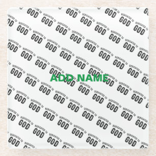 DESSOUS-DE-VERRE EN VERRE DÉDIÉ À DIEU COOL PERSONNALISABLE NOIR TEXTE