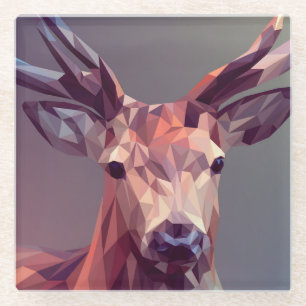 Dessous-de-verre En Verre Deer Polygons Art Design Graphisme Animal Stag Pos