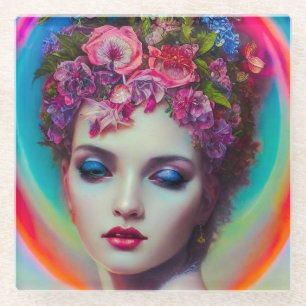 Dessous-de-verre En Verre Déesse des fleurs