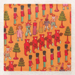 Dessous-de-verre En Verre Défilé de jouets de Noël vintage 1907 Magazine Puc