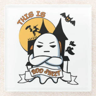 Dessous-de-verre En Verre Déguisement Halloween Fantôme Drôle Boo