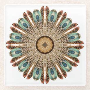 Dessous-de-verre En Verre Dentelles Mandala Aquarelle : Dentelles naturelles