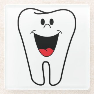 Dessous-de-verre En Verre Dents heureuses personnalisables pour votre cabine