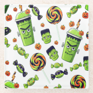 Dessous-de-verre En Verre Déplaisant Cute Halloween Frankenstein